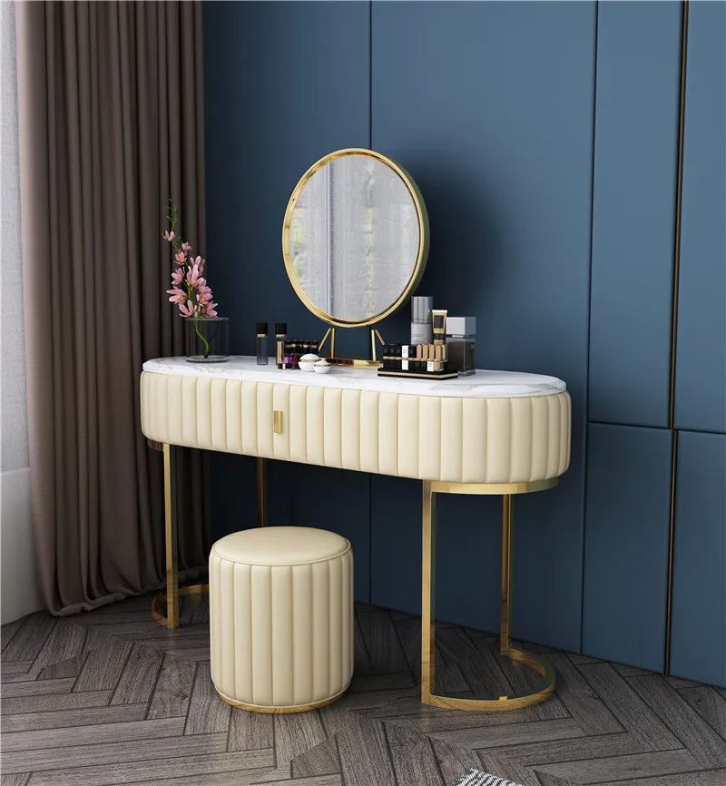 Custom Gold Metal Marble Top Dressers Cabinet Home Furniture Luxury Bedroom Dresser Table