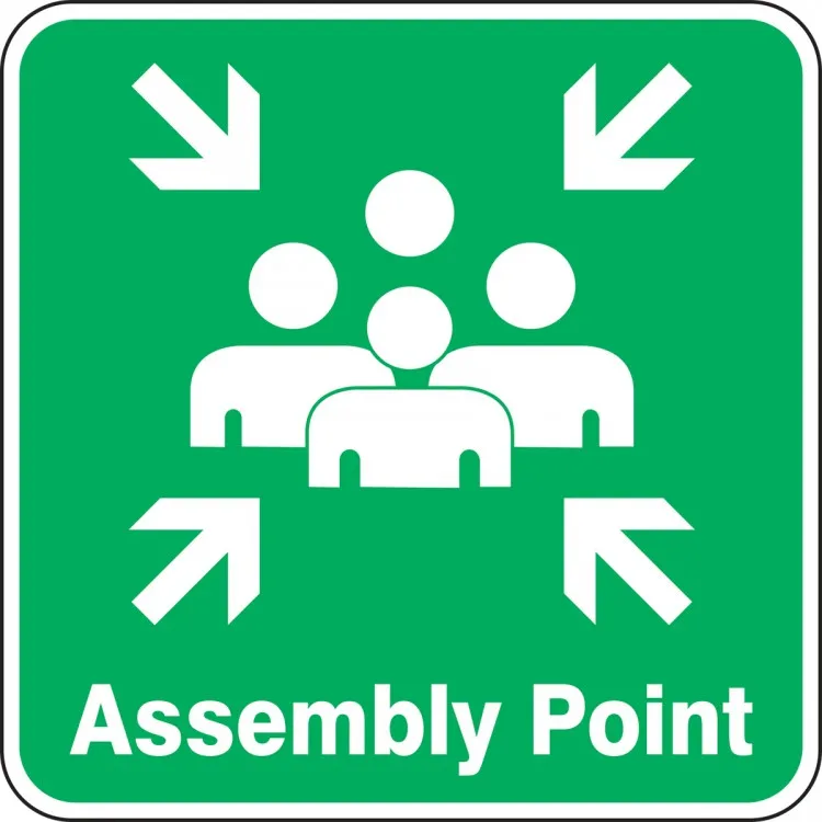 METAL SAFETY SIGNS PRINTED SIGN ASSEMBLY POINT 