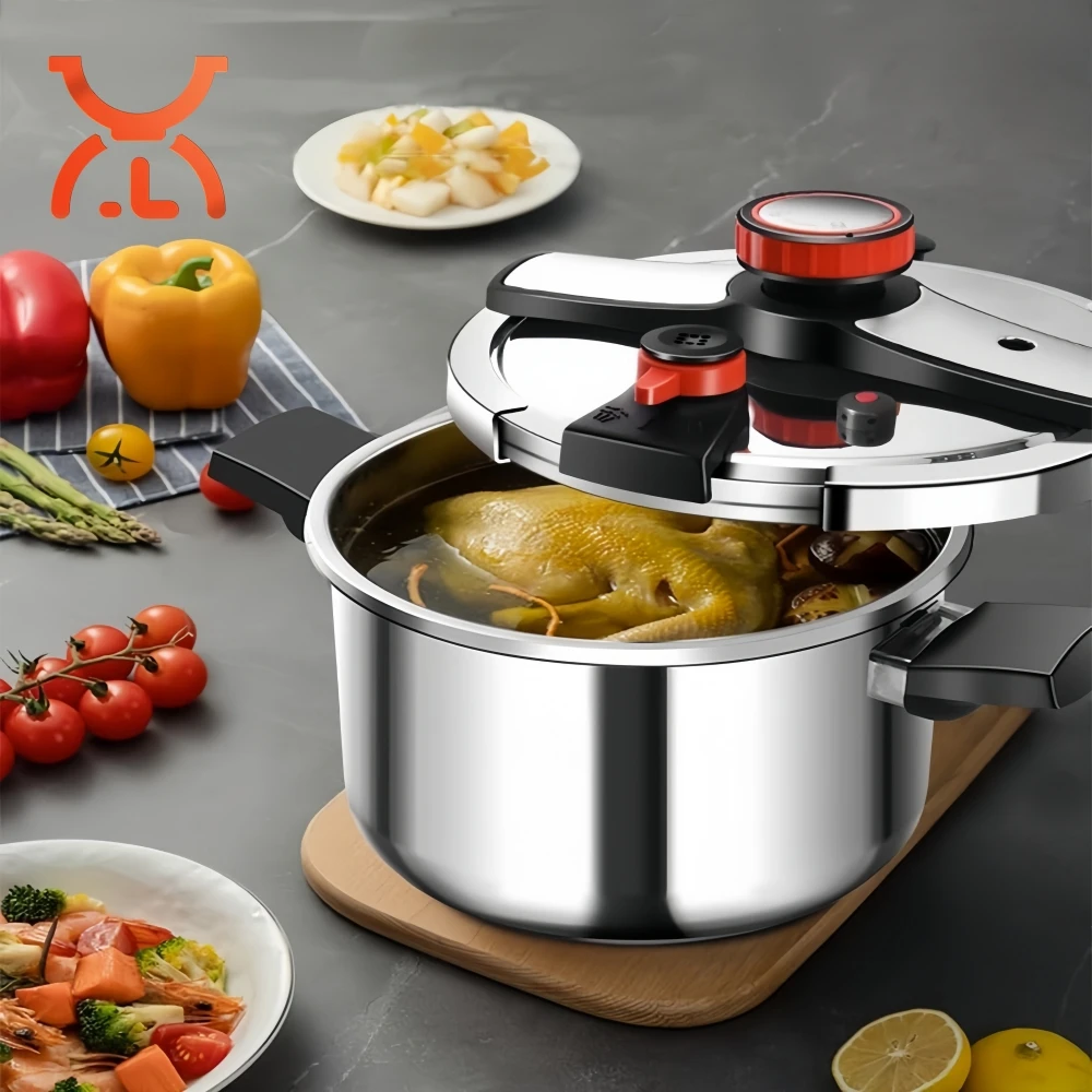 Factory Stock Price Induction Gas Cooker 304 Stainless Steel Pressure Cooker with Stainless Steel Explosion Proof Lid