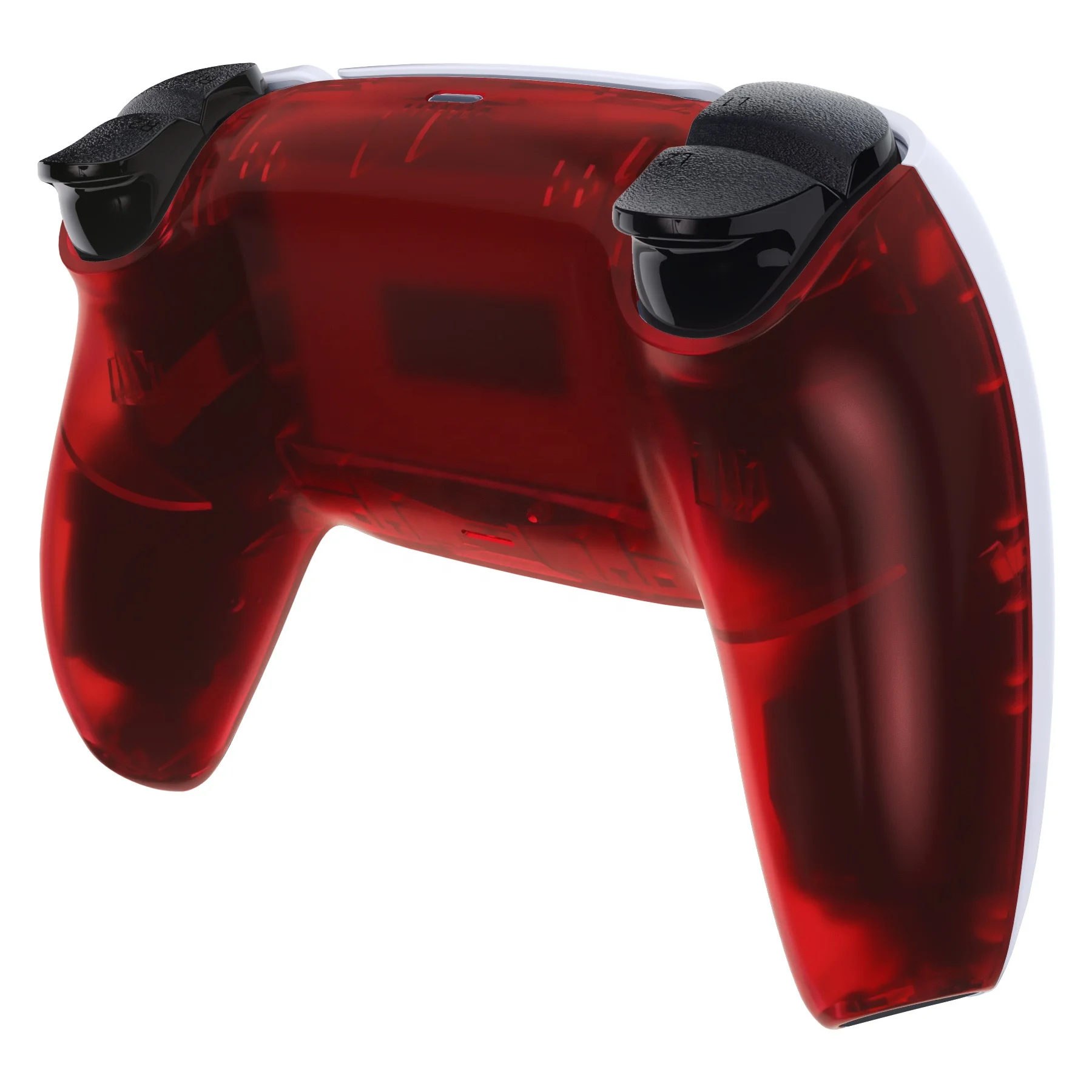 EXtremeRate Clear Red Custom Replacement Back Shell for PS5 Controller