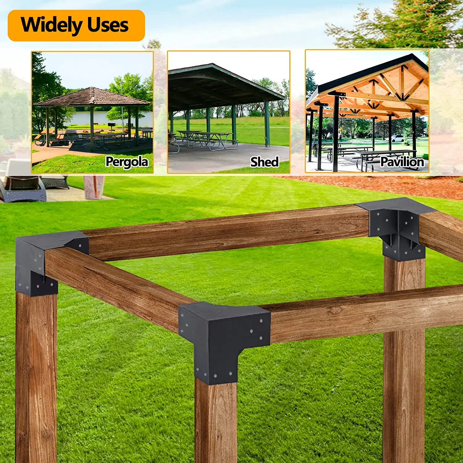 4x4 Heavy Duty Roof Riser Brackets Kit 3 Pack, Adjustable Angle Pergola Brackets Black Metal Roof Riser Beam Bracket For Roof 4x4 Heavy Duty Roof Riser Brackets Kit 3 Pack, Adjustable Angle Pergola Brackets Black Metal Roof Riser Beam Bracket For Roof