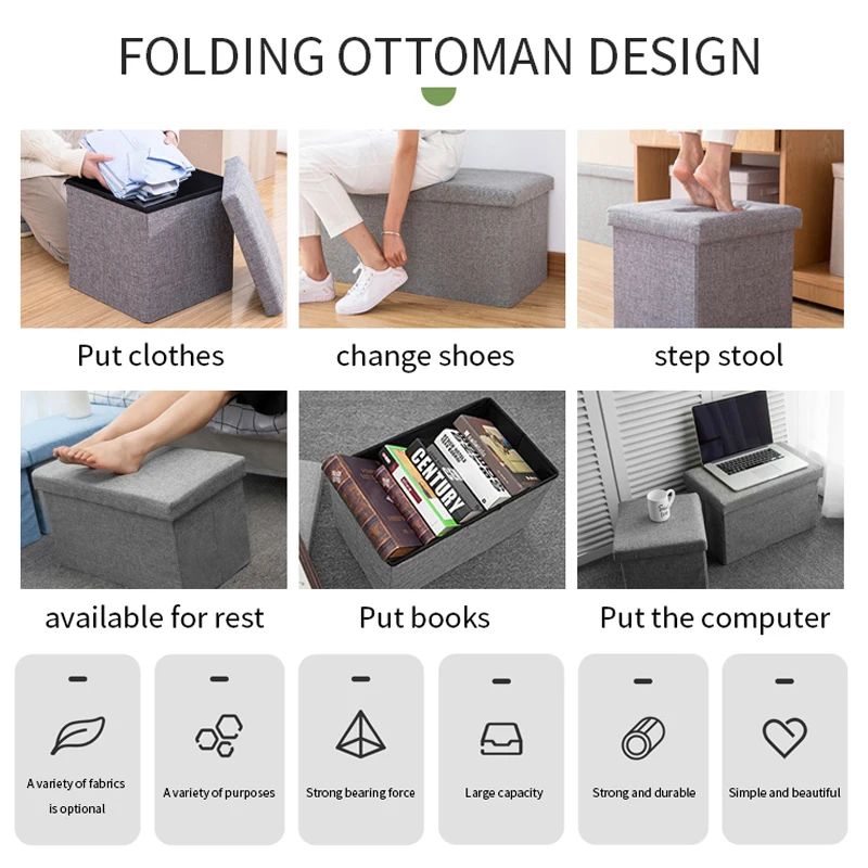 Горячая распродажа! Тканевый складной оттоманский диван для хранения