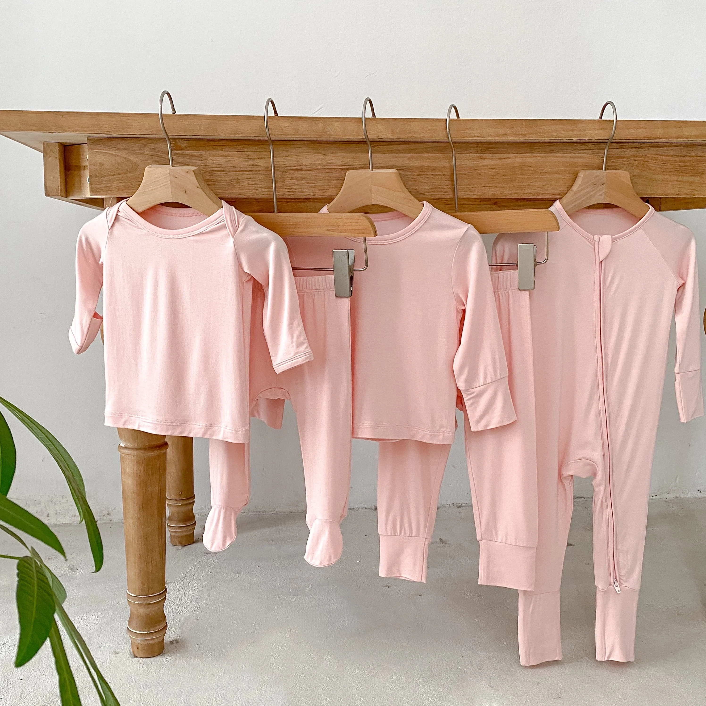 Engepapa Bebê Recém-nascido Fibra De Bambu Duplo Zíper Pijama