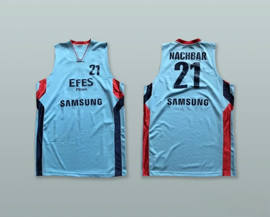 Бесплатная доставка под заказ любое имя номер BOSTJAN NACHBAR 21 ANADOLU EFES SK ISTANBUL индейки светло-голубой баскетбольный топ с вышитым S-6XL