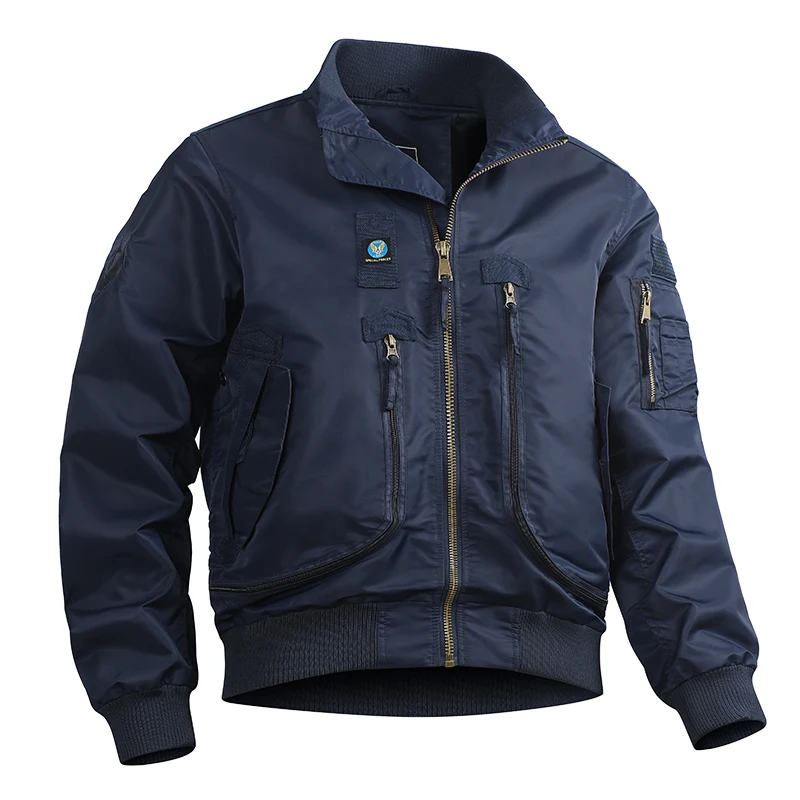 pilot winter streetwear nylon windproof wind breaker designer Custom embroidered Bomber men jacket_voghion.com