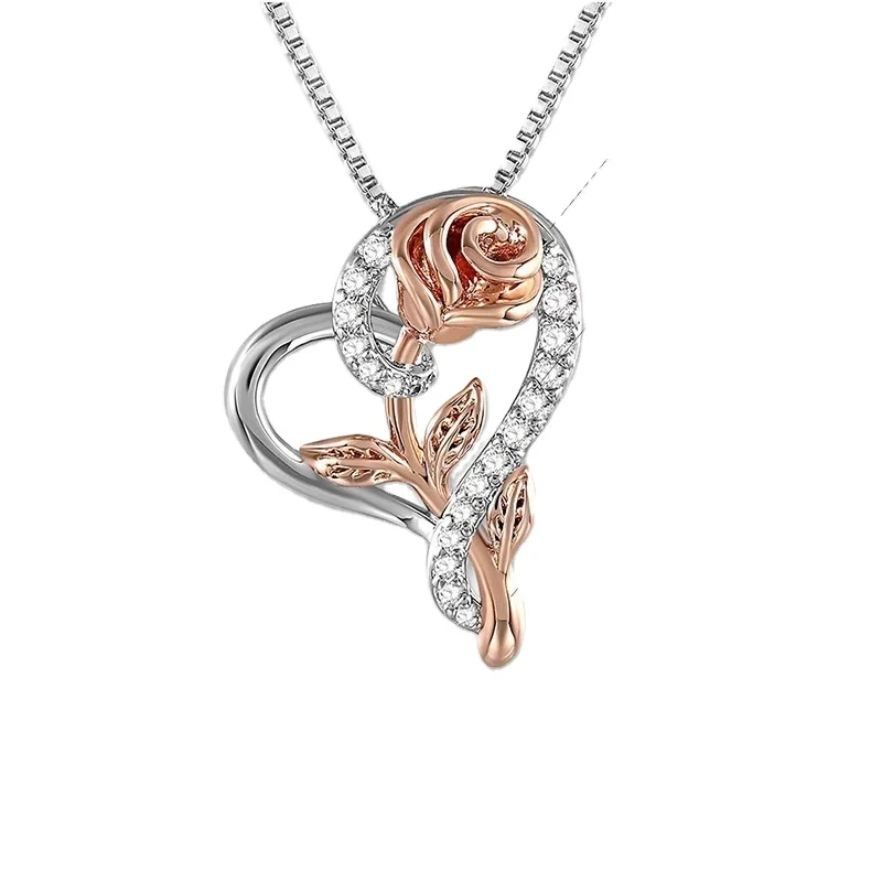 Rose Gold Love Necklace Valentine Gift 
