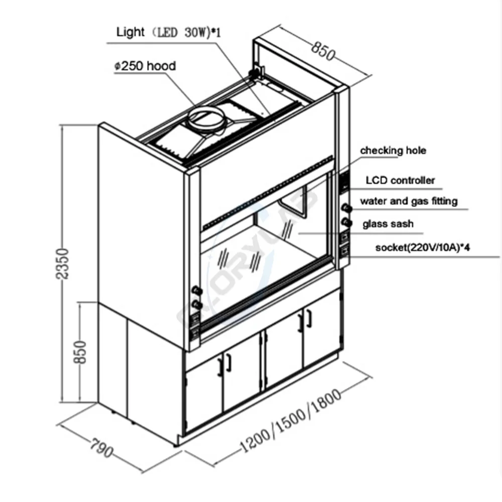 Cav/vav Safe Laboratory Chemical Fume Hood According To Us Ashrae110