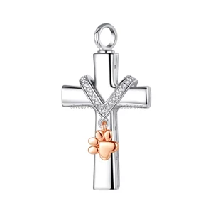 High Quality 925 Sterling Silver Cross-Heart Memorial Keepsake Personalized Cremation Jewelry Urn Pendant Fine Pendants Charms