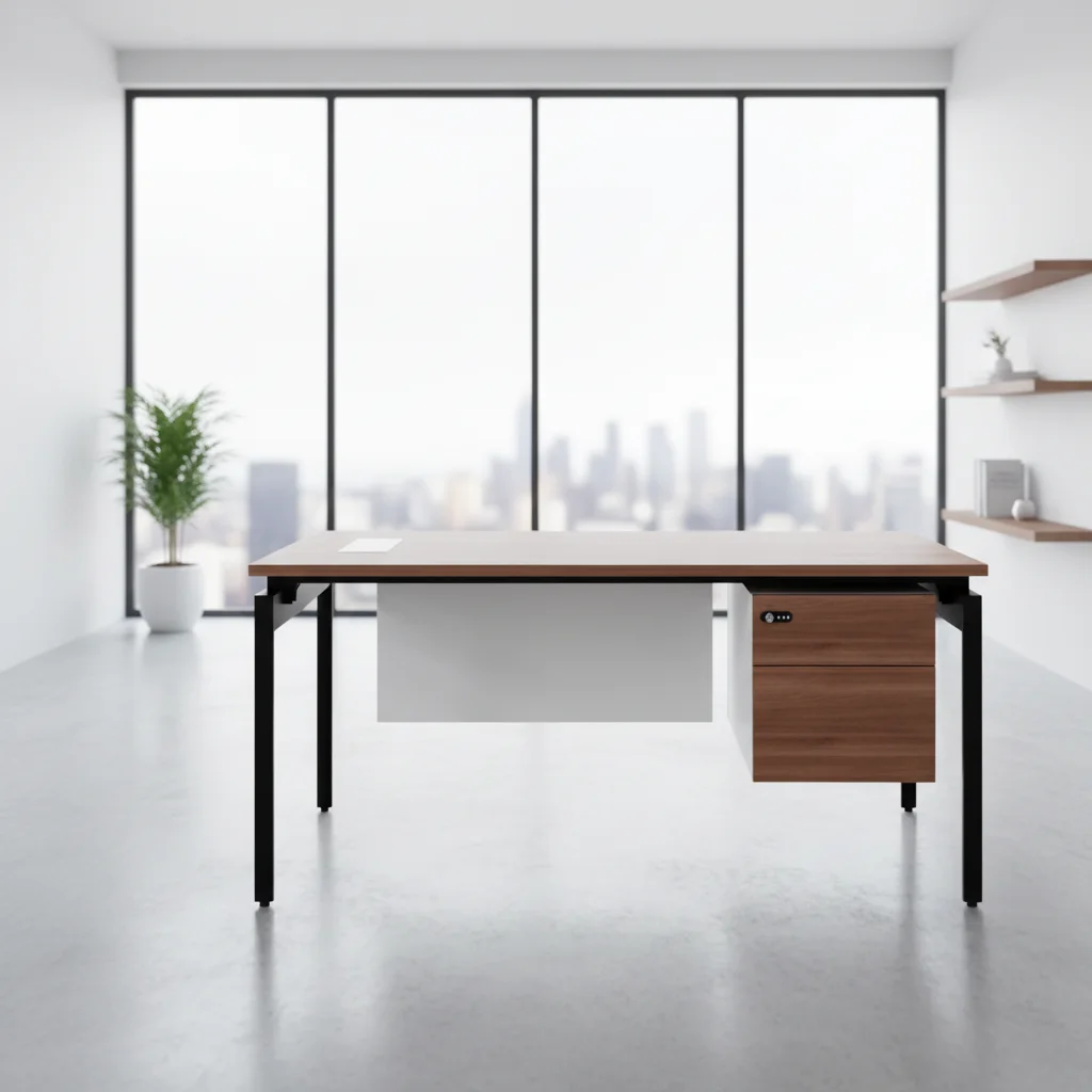 Manager Workstation Double Storage Design Wood Frame Foldable Adjustable Shelves Business Office Desk Modern Ergonomic Desks 6