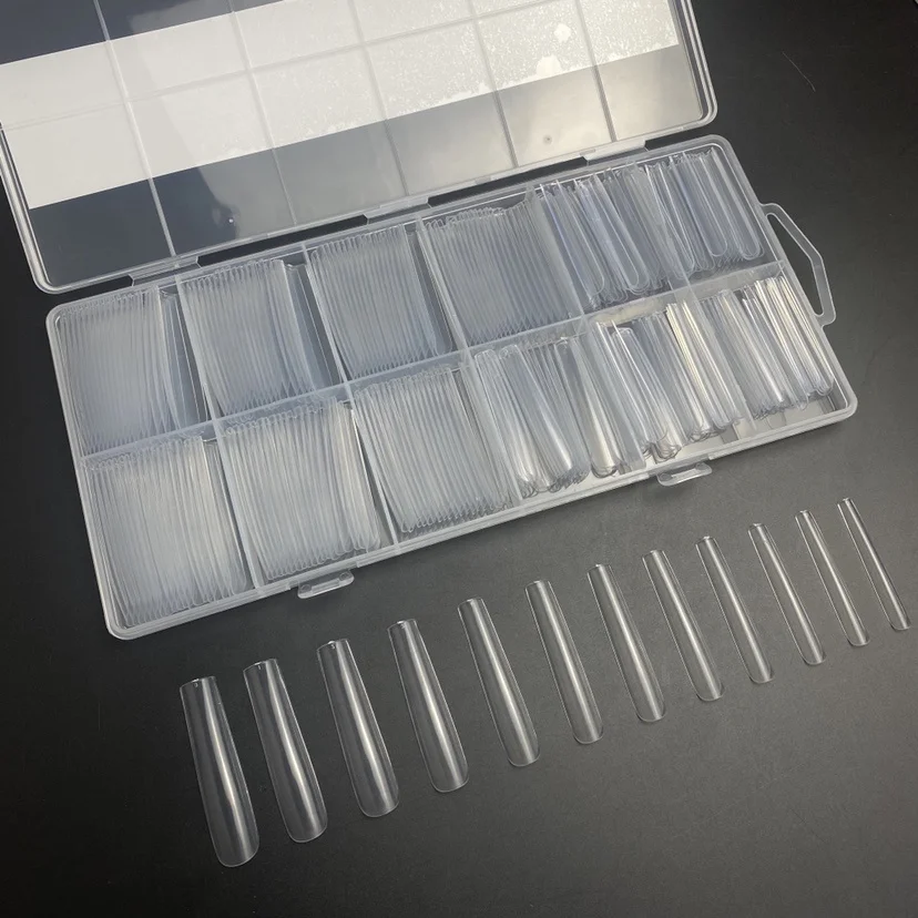 New Arrival XS XXS Short Coffin Almond Full Cover Matt Nail Tip Custom Logo Wholesale Stiletto Square Clear Nail Tips Sample Box