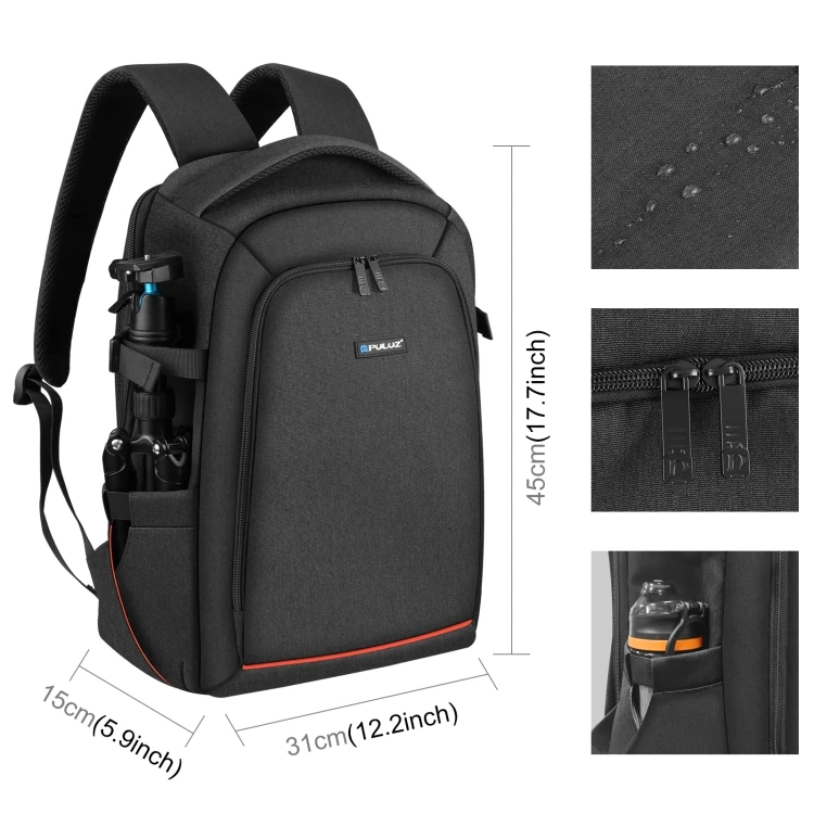 PULUZ Waterproof Scratch-proof Dual Shoulders Backpack Handheld PTZ Stabilizer Camera Bag with Rain Cover for Digital Camera