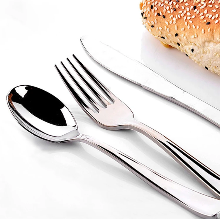300 Pieces Rose Gold Plastic Silverware for Party and Wedding