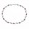White gold red green diamond tulip necklace