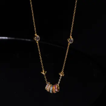 fashion jewelry 925 silver necklace women 925 sterling silver rainbow necklace jewelry 18K gold plated chain necklace jewelry