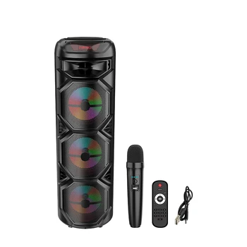 ZQS8301 8"*3 Sound Tower High Power Audio High-power Floor Standing Speaker Built-in Battery and Party Light