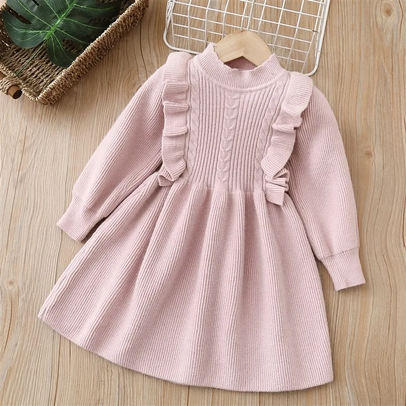 Children Girls Fall Bowknot Long Sleeve Knit Clothes Kids Casual Cute