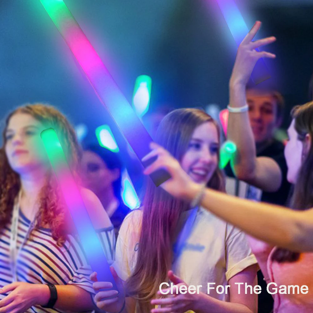 Custom Logo LED Light up Foam Glow Sticks Baton 3 Modes Colorful Flashing for New Year Back to School Christmas Parties