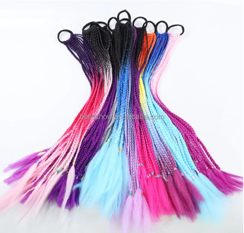 Лидер продаж, прямой синтетический конский хвост Омбре смешанных цветов, окантовка вокруг конского хвоста, красочный маленький конский хвост, круглые волосы, Цветной конский хвост