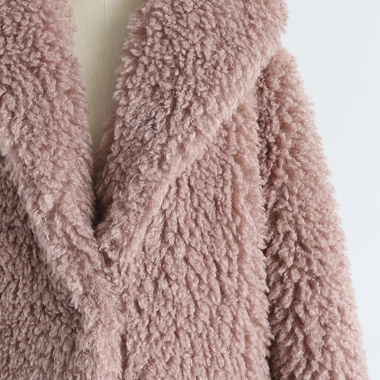 
Новое поступление 2021, зимнее пальто с длинным рукавом, толстая теплая шерстяная куртка тедди для женщин 