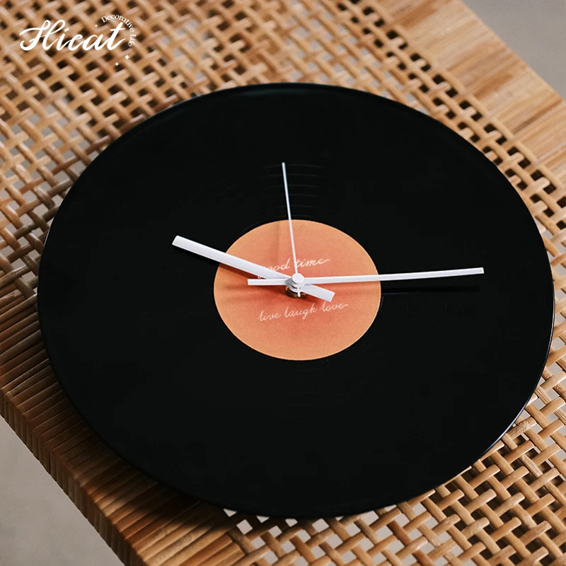 HICAT Customized Cheap Price 12 Inch LP Vinyl Record Wall Clock for Living Room Home Office Bar Decoration