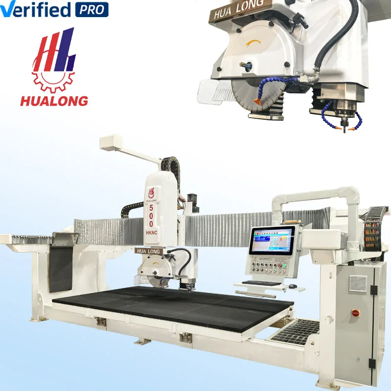 Hualong Stone Machinery Multifunctional 5 Axis Cnc Router Bridge Saw Granite Marble Stone Cutting Machine With Milling