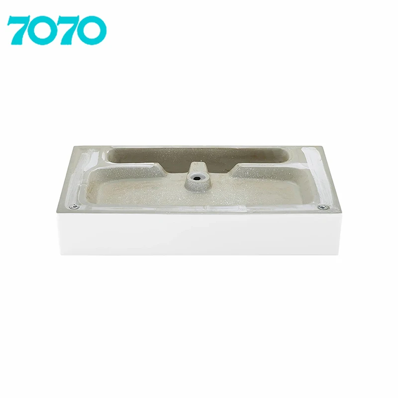 Mini Modern Rectangular Bathroom Vessel Sink Wall-Hung Ceramic Hand Wash Basin with Single-Hole Faucet Mount