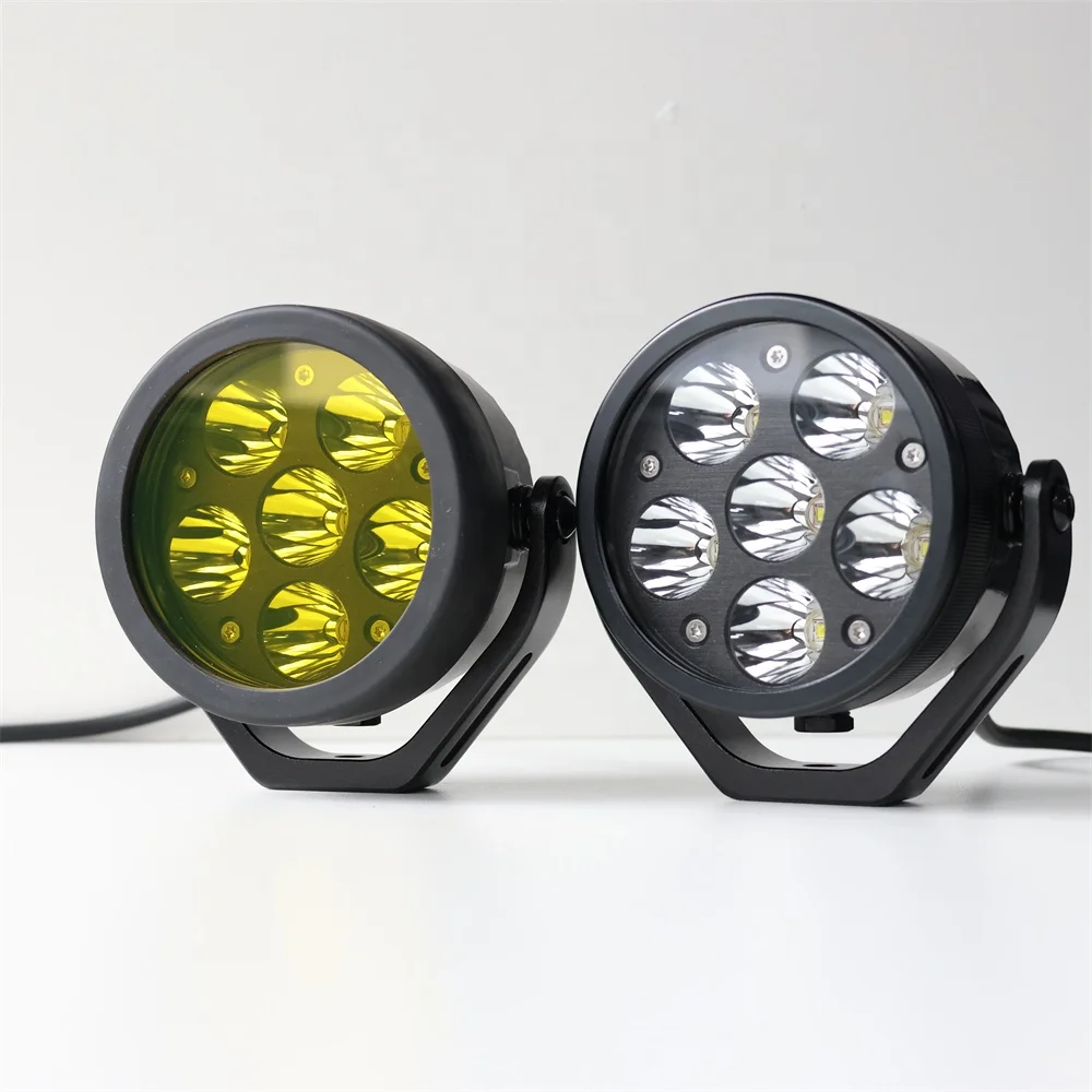 TIYPEOR Motorcycle White Yellow Spotlight LED Work Driving Head Fog Light Auxiliary Headlight for Off-Road ATV UTV Motorcycle