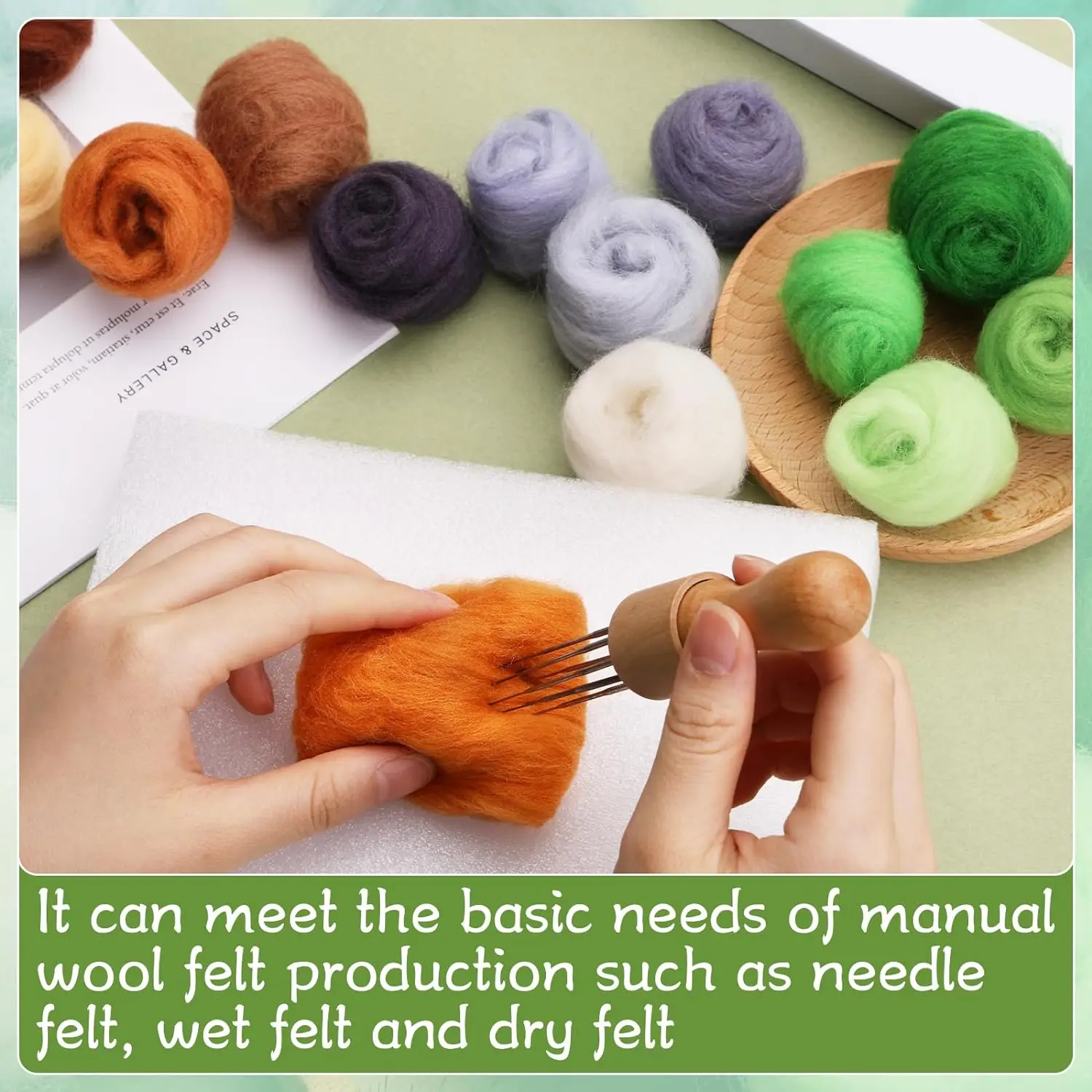 66s Merino Wool Roving Felted Diy Needle Felt Wet Felt With Mixed ...