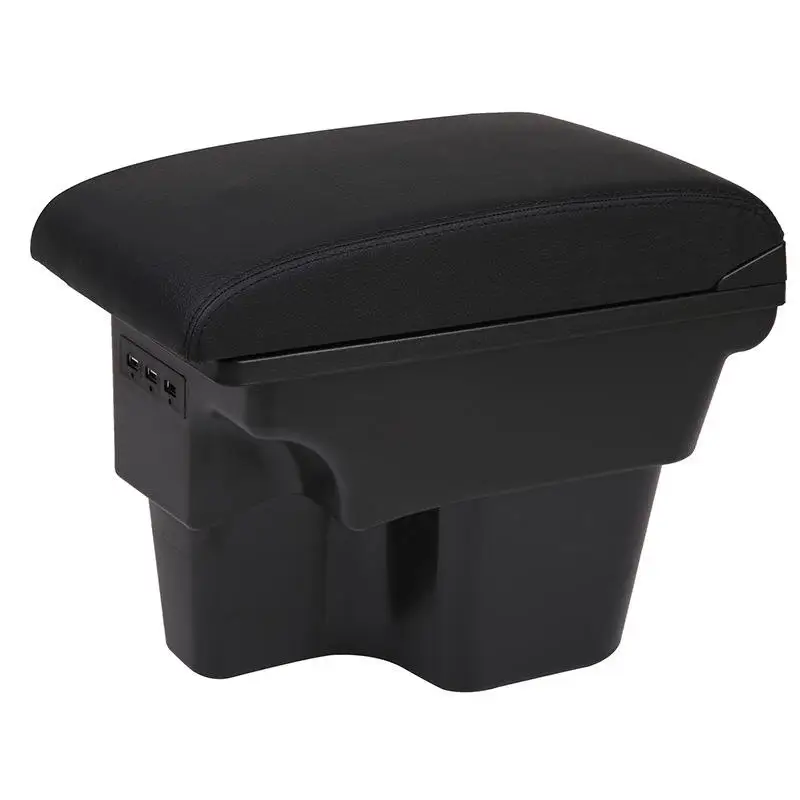 product armrest usb interface storage box red line car styling interior leather armrest-4