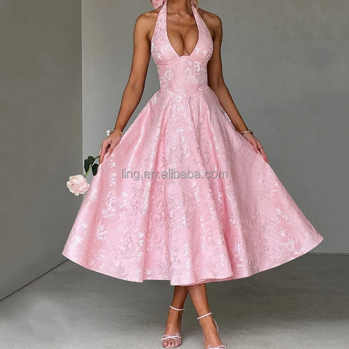 Custom Luxury New Styles Plus Size Jacquard Satin Deep V-Neck Dress A-Line Formal Evening Sexy Party Gowns Women Dresses