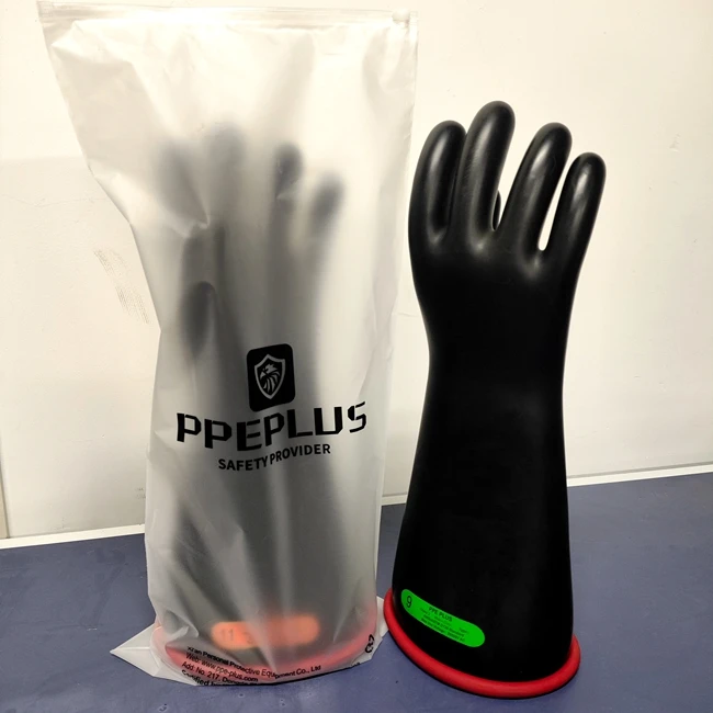 China Manufacture PPE PLUS Supplier 40KV High Voltage Electrical Lineman  Safety Size Class Rubber Insulated Work Gloves