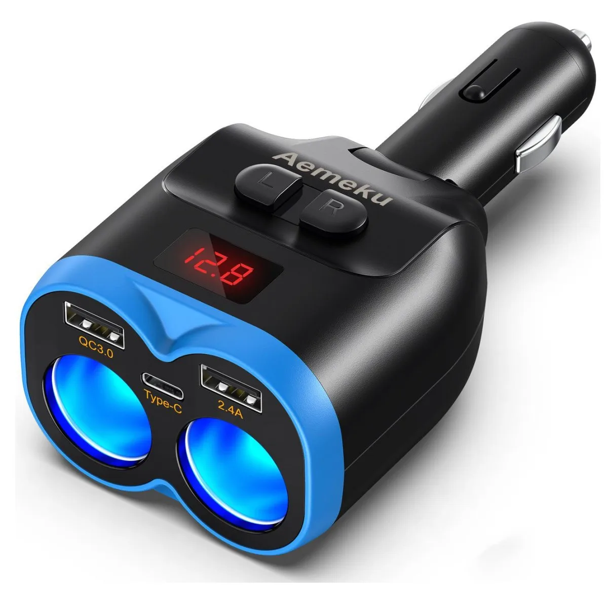 12V/24V 2 Cigarette Lighter Splitter QC3.0+2.4A+PD3.0 USB C Car Charger Adapter Multi Power Outlet With LED Voltmeter for Car 12V/24V 2 Cigarette Lighter Splitter QC3.0+2.4A+PD3.0 USB C Car Charger Adapter Multi Power Outlet With LED Voltmeter for Car