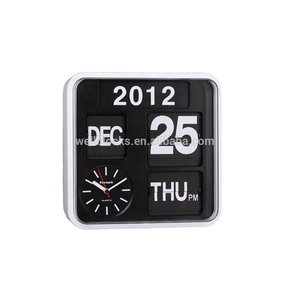 Modern Square Flip Clock with Auto Calendar for Living Room & OEM