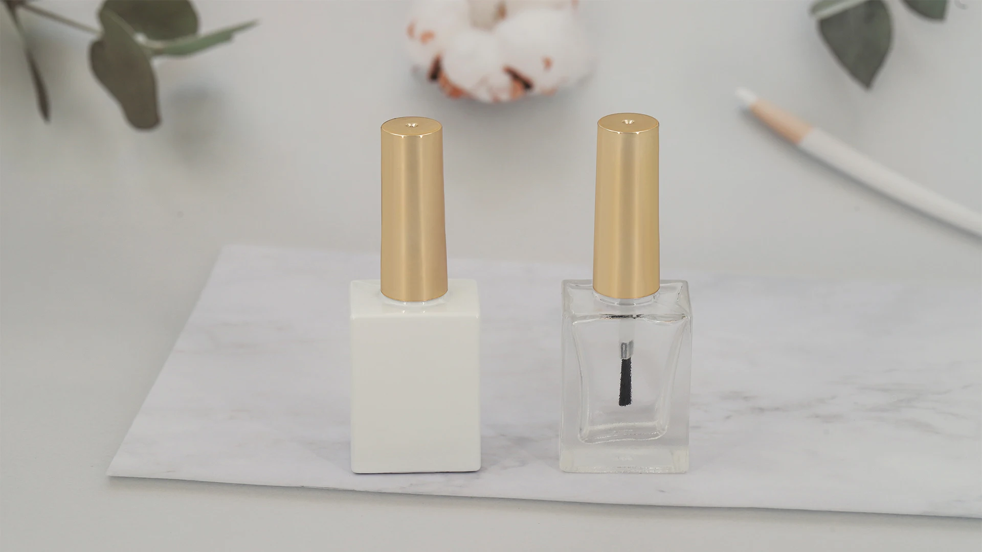 Wholesale 15ml Square Clear Uv Gel Glass Bottle White Empty Nail Polish