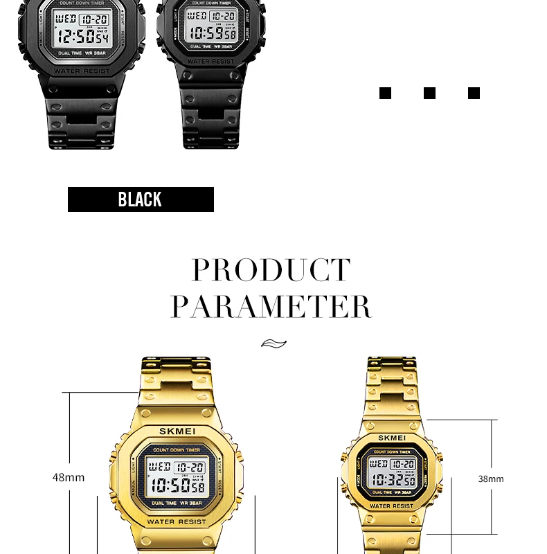 SKMEI  1456 1433 Fashion Digital Watch Men Women Couple Wristwatches 2Time Chrono Watches Waterproof horloges vrouwen mannen