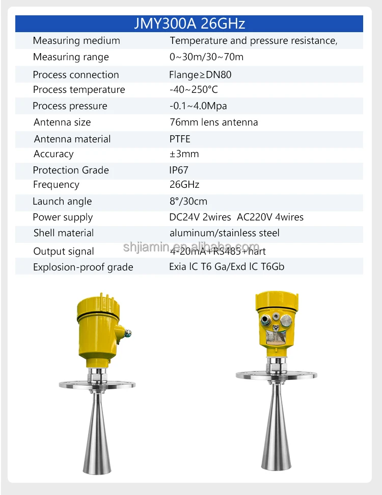 30m cement silo ash powder radar level meter sensor 4-20ma 80g high frequency radar level sensor solid feed silo level sensor