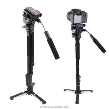 Yunteng VCT-288 Fluid Pan Head Quick Release Plate Unipod Holder DSLR Compatible Tripod Monopod for Photography detail image