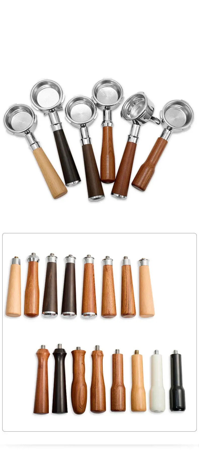 51 мм 54 58 E61 деревянная ручка Delonghi голая нержавеющая сталь бездонная Эспрессо-машина кофе портафильтр