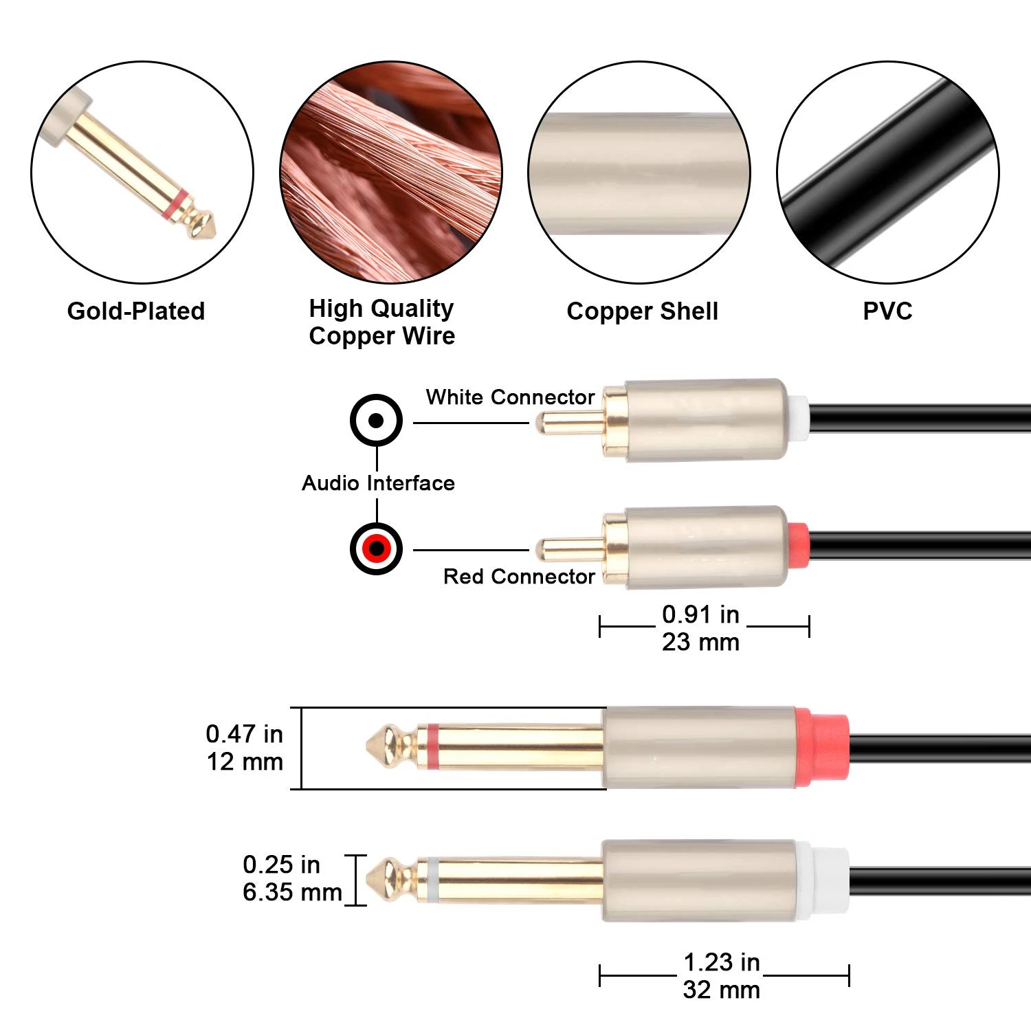 Double 6.5 6.3 6.35 to 2 RCA cable lines to the audio signal amplifier  Signal line for Microphone,amplifier,mixer,speakers,sound - Price history &  Review, AliExpress Seller - BT Computer digital accessories Store