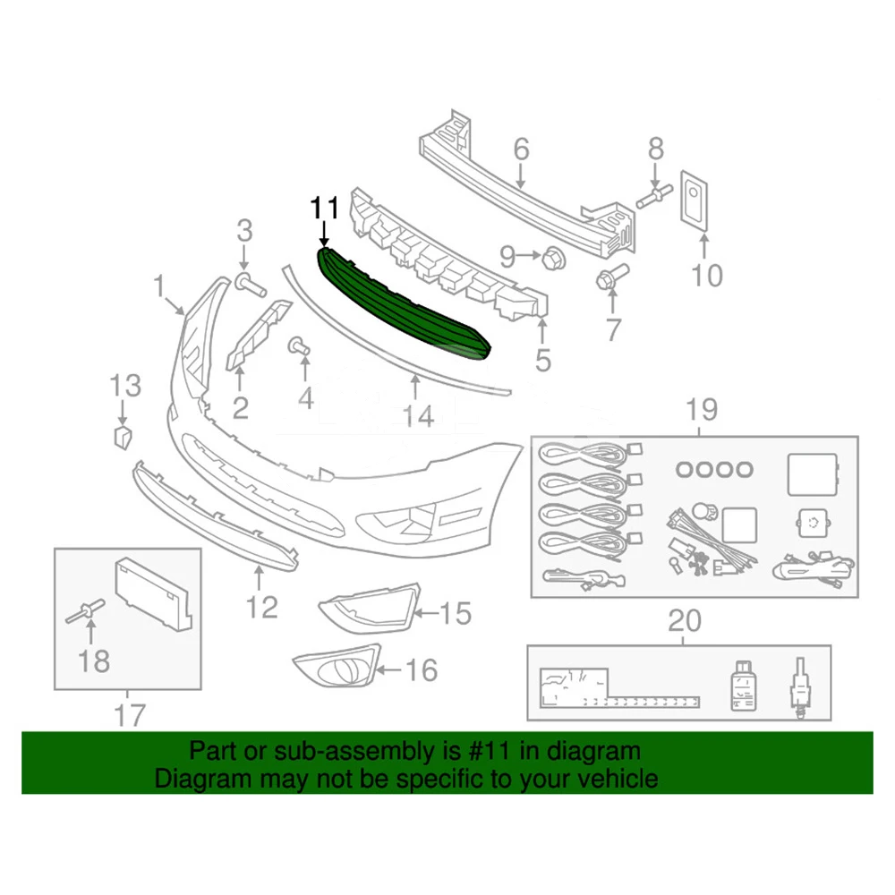 AE5Z8200DB AE5J8150DAW Front Bumper Lower Grille Sports Bumpers for Ca... — 3