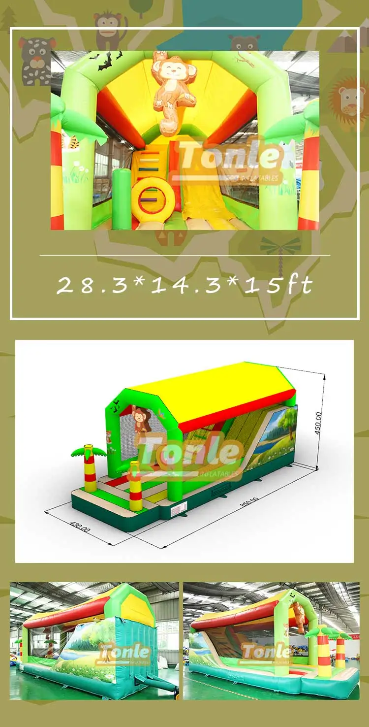 Kids Zoo Theme Bouncer Bounce House Commercial Slide Inflatable Bouncy