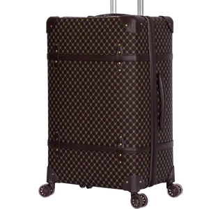 Custom High Quality Luxury PU Leather Suitcase PP Trolley Luggage Set Genuine Leather 20 24 28 Inches Main Material