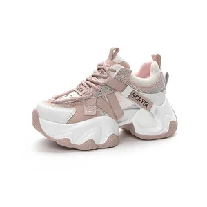 Thick Soled Women's Shoes with a Height Increase of 8CM, 2026 Spring and Summer New Rhinestone Casual Sports Shoes