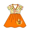 Hello Fall Maple Leaf V Neck Swing Dress