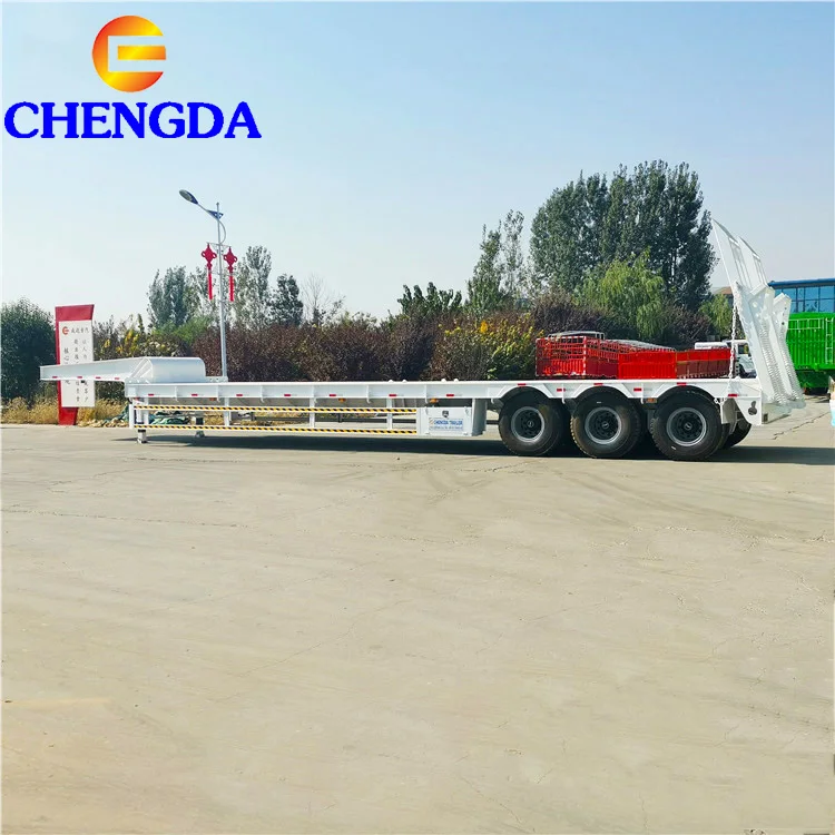 China Gooseneck 3 Axle Used Lowboy Low Bed Trailer for Sale