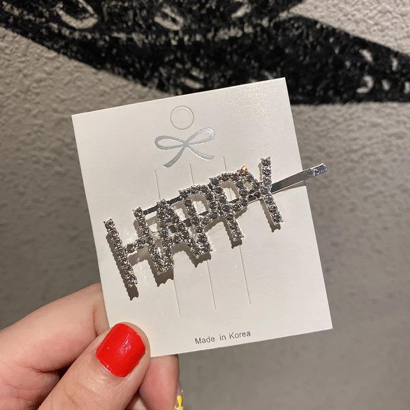 Go Party Letter Hair Pins Crystal Rhinestones Bobby Pin Hair Clips Women Hairgrip Full Diamond Barrette Hair Accessories