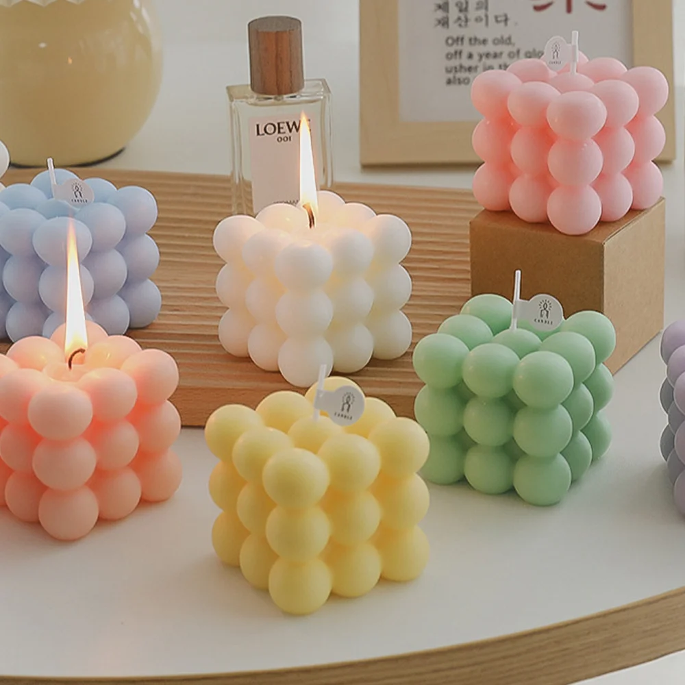 Customizable mini bubble candle Cube scented candles in a variety of shapes for weddings and holiday parties Supermarket