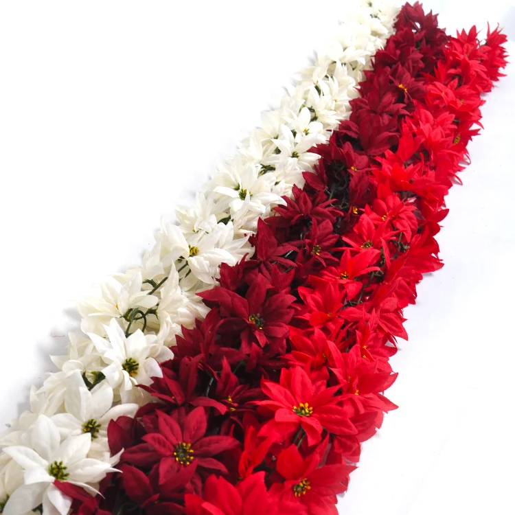 flora faux xmas red white flower vines rattan indoor outdoor