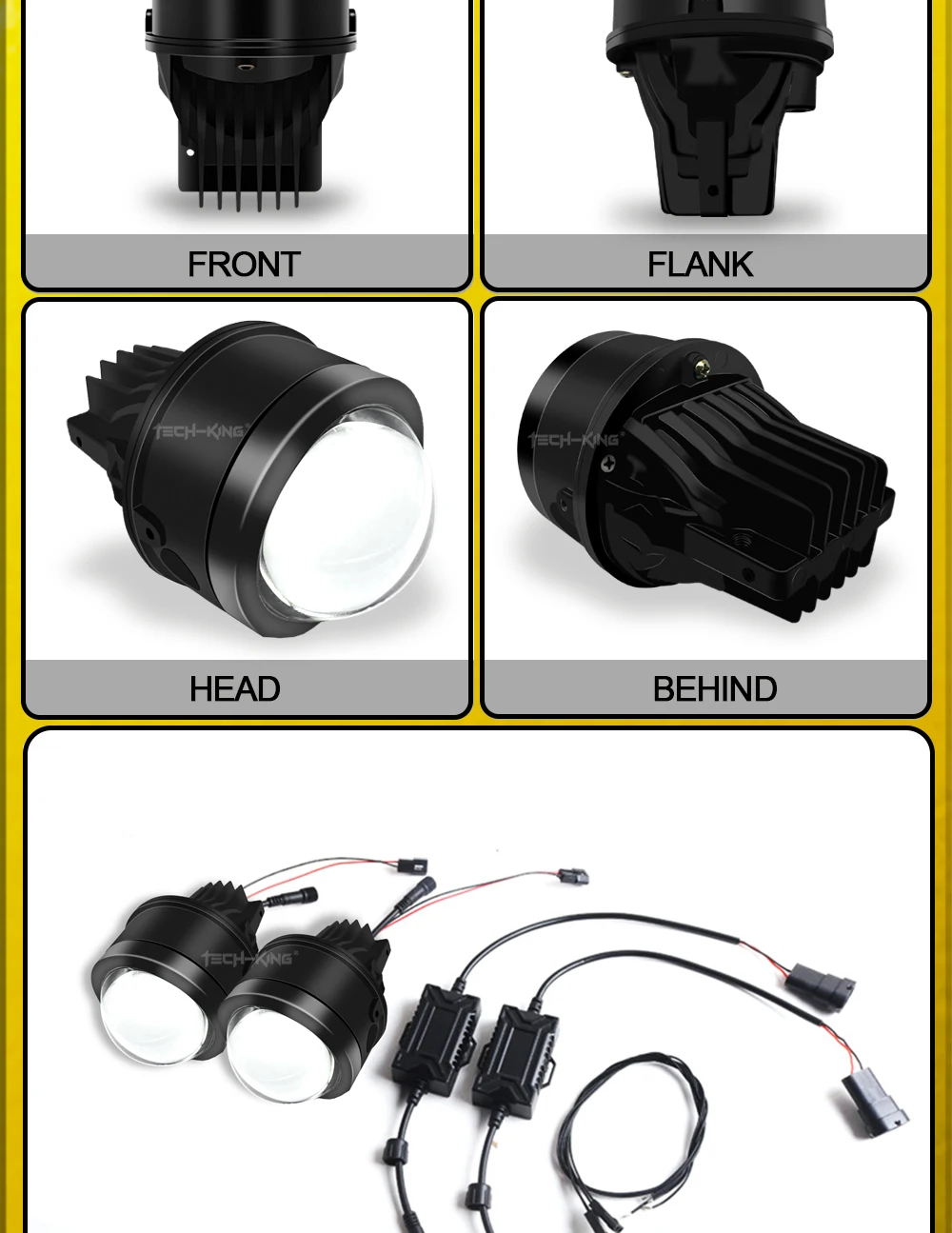 TECH-KING Automotive LED projector fog light 3-inch universal Matrix Automotive fog light retrofit accessory lens fog lamp