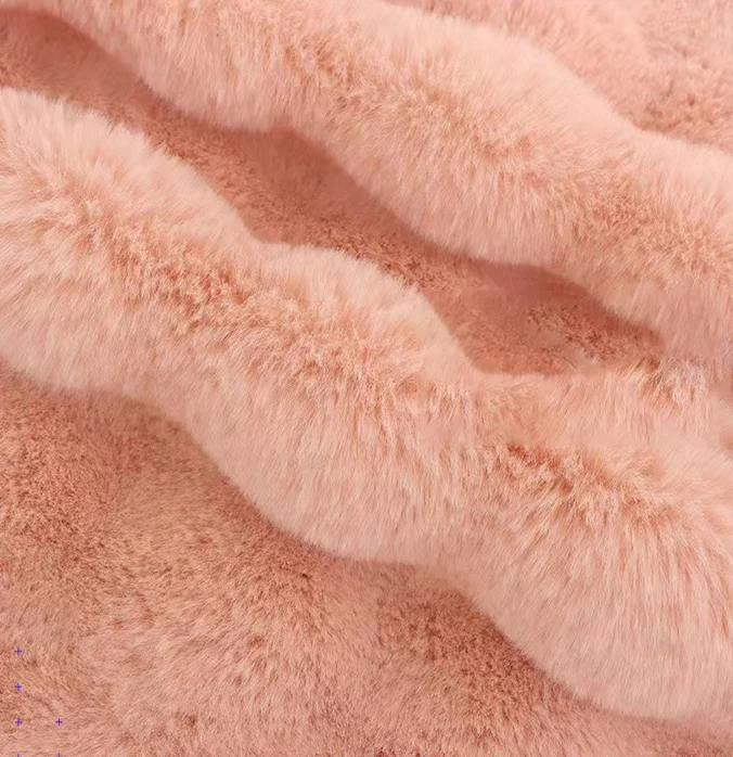 Wholesale Custom Solid Color Rabbit Bubbly Faux Fur Fabric Knitted Home Textile From Factory Supply